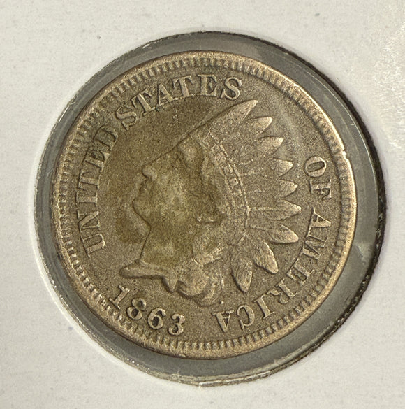 1863 Indian Head Cent, VF Details (12209)