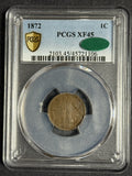 1872 Indian Head Cent, XF45 PCGS-CAC (12325)