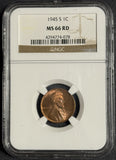 1945-S Lincoln Cent, MS66RD NGC (12339)
