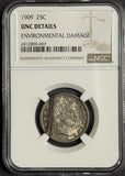 1909 Barber Quarter, Unc Details, NGC (12353)