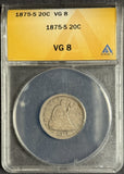 1875-S 20ct VG-8 ANACS (12335)