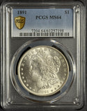 1891 Morgan Silver Dollar, MS64 PCGS Gold Shield  (12381)