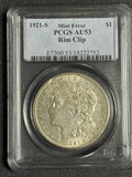1921-S Morgan Silver Dollar, AU53 PCGS Rim Clip,  (12407)