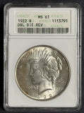 1922 Peace Dollar, Double Die Rev. ANACS MS61 (12409)