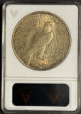 1934 Peace Silver Dollar, MS64 ANACS Soapbox Holder. (12444)