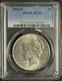 1934-S Peace Silver Dollar, AU55 PCGS , (12448)