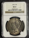 1935 Peace Silver Dollar, MS61 NGC Toned, (12452)
