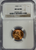 1945-S Lincoln Cent MS66RD NGC, (12526)