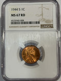 1944-S Lincoln Cent MS67RD NGC, (12532)