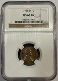 1928-D Lincoln Cent MS63BN NGC, (12574)