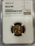 1925-D Lincoln Cent MS62RB NGC, (12586)