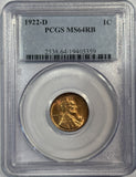1922-D Lincoln Cent MS64RB PCGS, (12592)