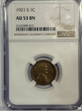 1921-S Lincoln Cent AU53BN NGC (12596)