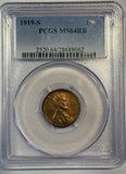 1919-S Lincoln Cent, MS64RB, PCGS, (12609)