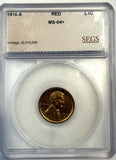 1916-S Lincoln Cent, MS64+RD SEGS, (12615)