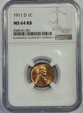 1911-D Lincoln Cent, MS64RB NGC (12633)