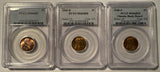 1945 P ,D ,S Lincoln Cents. MS66RD PCGS, (12654)