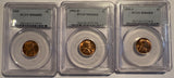 1955 P ,D ,S Lincoln Cents. MS66RD PCGS, (12682)