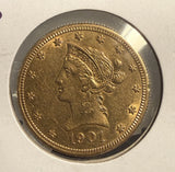 1901-S $10 Liberty Coronet Head Gold Coin, MS60+. (12715)