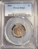 1863 Indian Head Cent, MS62 PCGS. (13030)