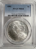 1881 Morgan Silver Dollar, MS64 PCGS. (13042)