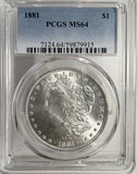1881 Morgan Silver Dollar, MS64 PCGS. (13046)