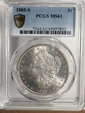 1885-S Morgan Silver Dollar, MS61 PCGS. (13048)