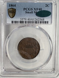 1864 2Ct Pc, Small Motto XF40 PCGS CAC (13054)