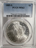 1885-S Morgan Silver Dollar, MS62 PCGS. (13056)