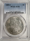 1889-S Morgan Silver Dollar, AU53 PCGS. (13081)