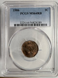 1906 Indian Head Cent, MS64RB PCGS. (13085)