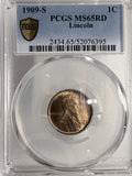 1909-S Lincoln Wheat Cent, MS65RD PCGS Gold Shield (13106)
