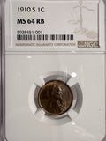 1910-S Lincoln Wheat Cent, MS64RB NGC (13108)