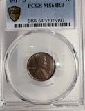 1917-D Lincoln Wheat Cent, MS64RB PCGS Gold Shield (13112)