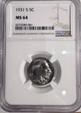 1931-S  Buffalo Nickel, MS64 NGC, (13128)