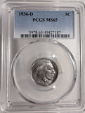1936-D  Buffalo Nickel, MS65 PCGS, (13132)