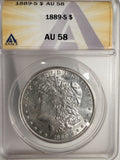 1889-S Morgan Silver Dollar, AU58 ANACS. (13188)