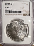 1889-S Morgan Silver Dollar, MS65 NGC. (13190)