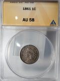 1861 CN Indian Head Cent, AU58 ANACS, (13236)