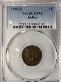 1909-S Indian Head Cent, VF35, PCGS, (13248)