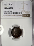1931-S Lincoln Wheat Cent, MS63BN NGC (13272)