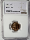 1947-S Lincoln Wheat Cent, MS67RD NGC (13278)