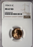 1954-D Lincoln Wheat Cent, MS67RD NGC (13280)