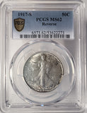 1917-S Rev Walking Liberty Half Dollar, MS62 PCGS. (13296)