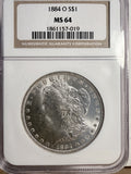 1884-O Morgan Silver Dollar, MS64 NGC (13320)