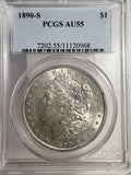 1890-S Morgan Silver Dollar, AU55 PCGS (13334)