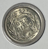 1907 Barber Dime ,MS60+, (13434)