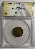 1858 Flying Eagle Cent, Small Letters, EF45 ANACS. (13493)