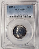 1937-S Washington Quarter, MS63 PCGS. (13536)