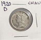 1920-D Mercury Head Dime, AU+. (13629)